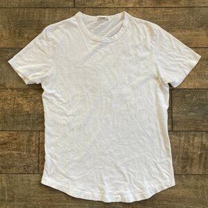 Buck Mason Men's Slub White Curved Hem SS T-Shirt